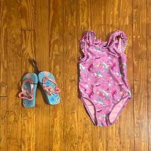 Cat & Jack Pink Unicorn 2T swimsuit